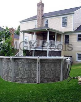 Oval Dauntless Above Ground Pool and Equipment behind house